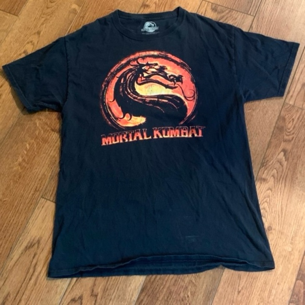 MORTAL KOMBAT Classic Dragon Logo Black T-Shirt Mens Size Medium Fighting Game